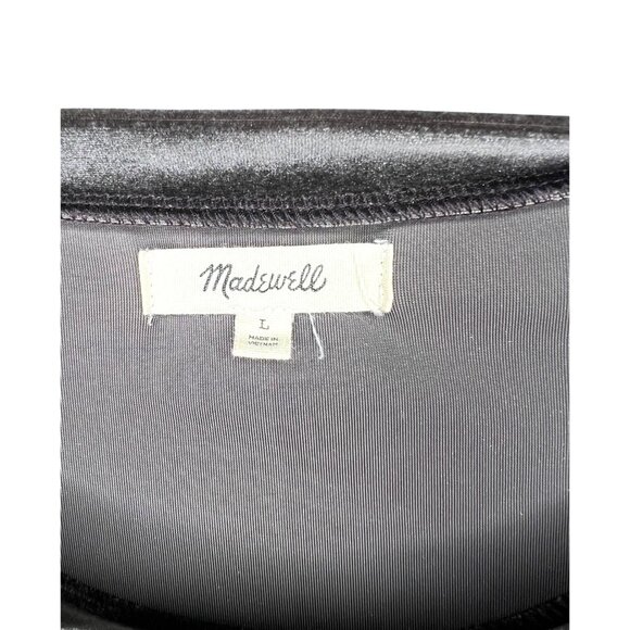 Madewel Velvet Balloon Sleeve Sweatshirtl Top Gunmetal Gray Large - Picture 5 of 14